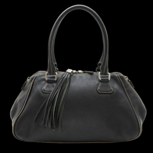 Black Leather Chanel Tote