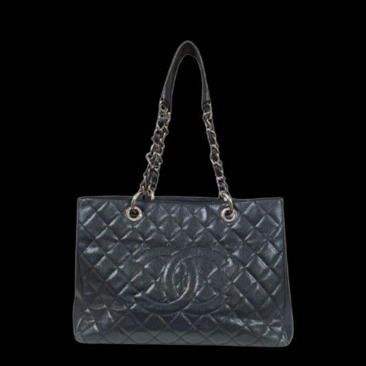 Black Leather Chanel Tote