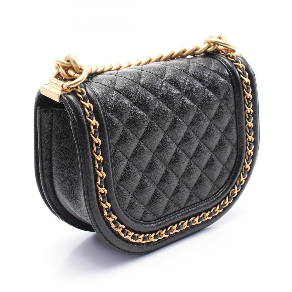 Black Leather Chanel Crossbody Bag