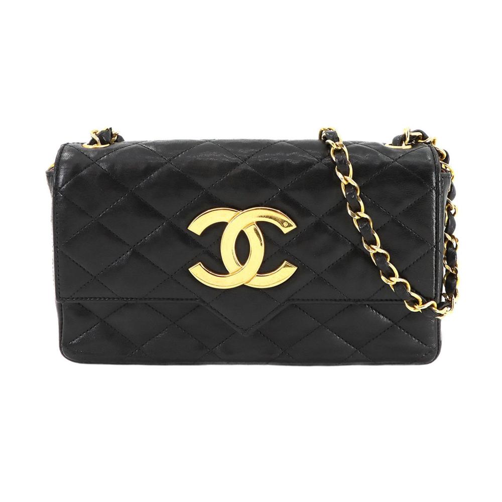 Black Leather Chanel Shoulder Bag