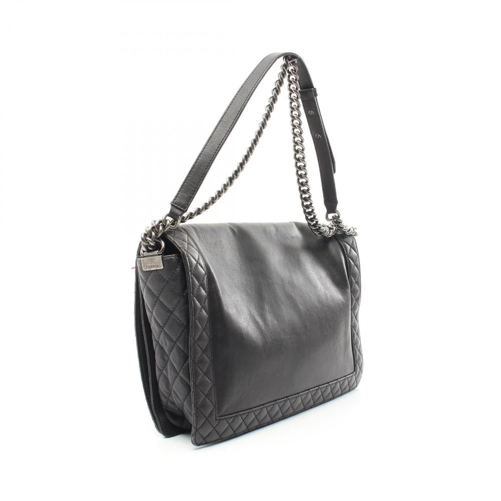 Black Leather Chanel Shoulder Bag