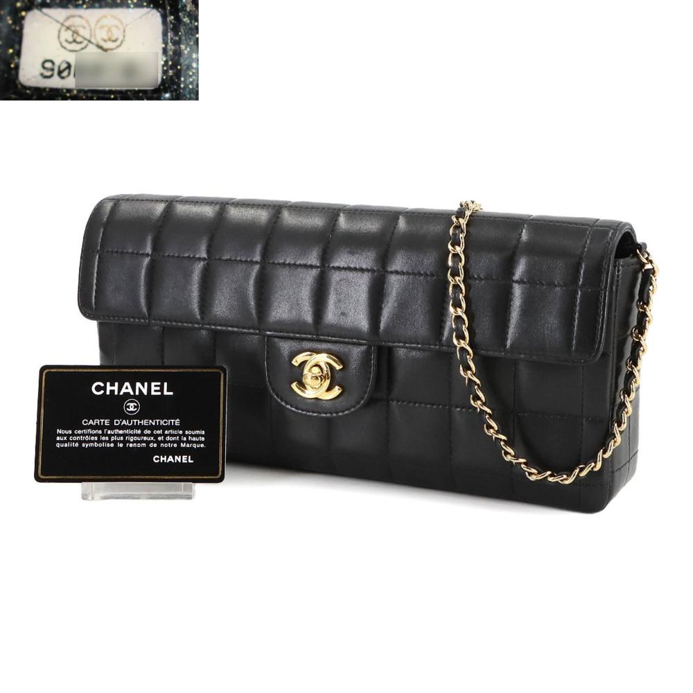 Black Leather Chanel Chocolate Bar