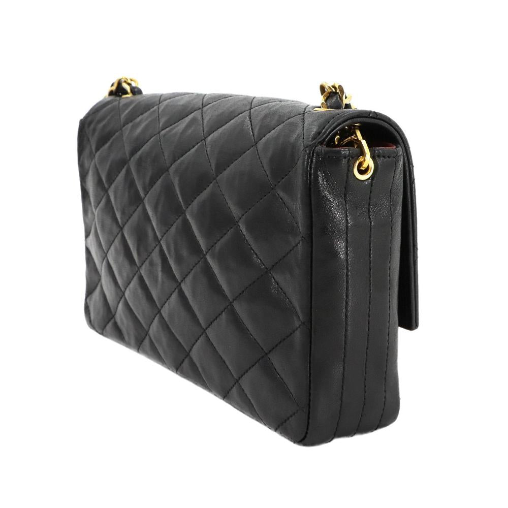Black Leather Chanel Shoulder Bag