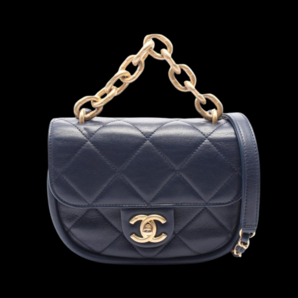 Blue Leather Chanel Crossbody Bag