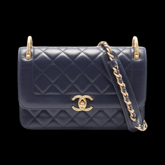Blue Leather Chanel Crossbody Bag
