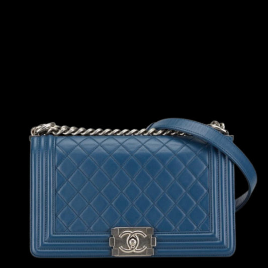 Blue Leather Chanel Boy Bags