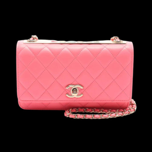 Pink Leather Chanel Crossbody Bag