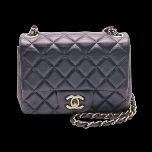 Purple Leather Chanel Crossbody Bag