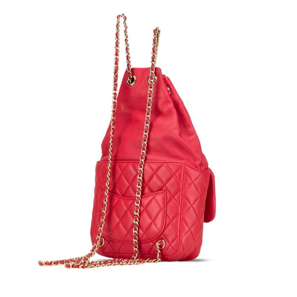 Red Leather Chanel Backpack