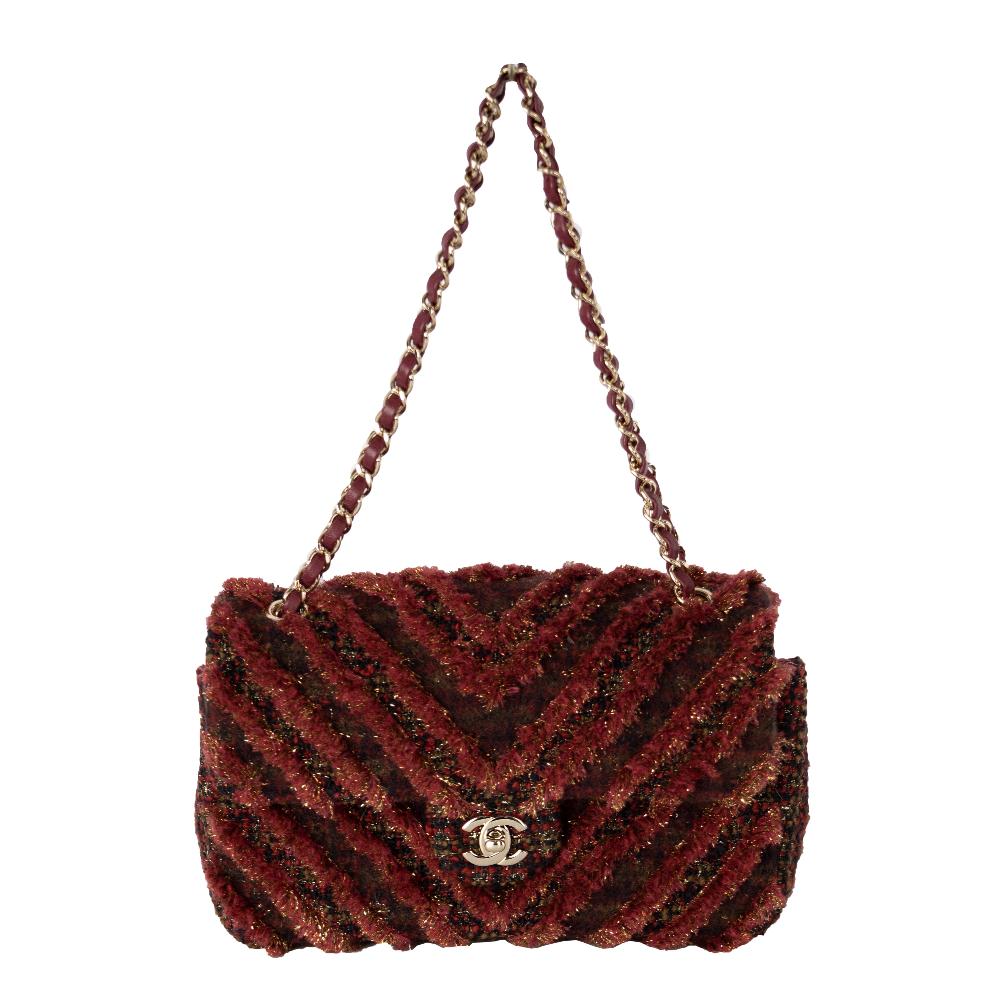 Red Wool Chanel Flap Bag