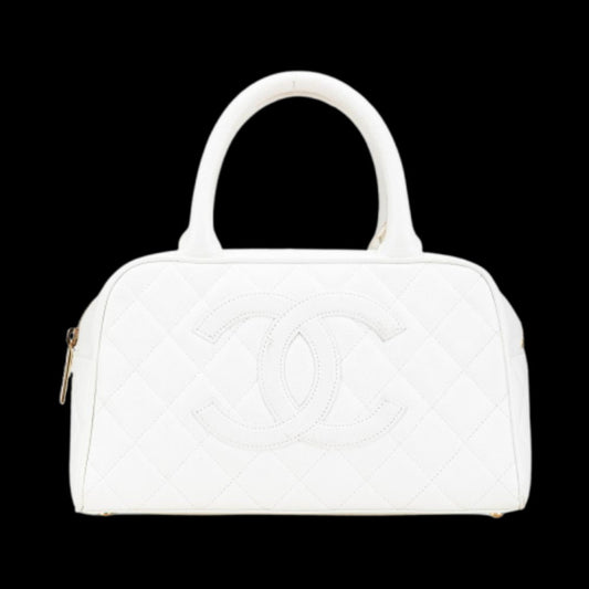 White Leather Chanel Handbag