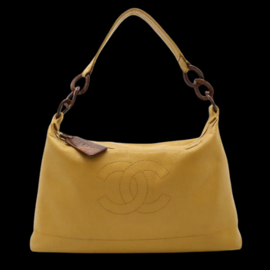 Yellow Leather Chanel Shoulder Bag