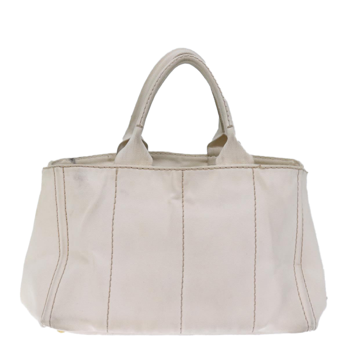 PRADA Canapa MM Hand Bag Canvas White  cl834