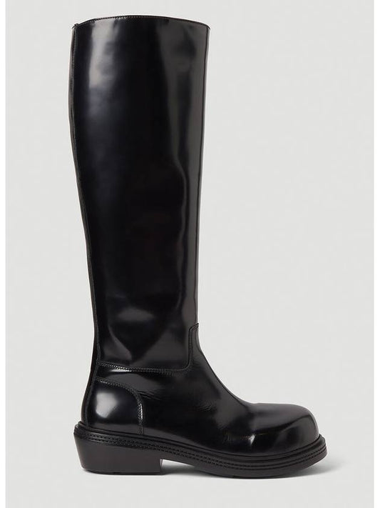 Bottega Veneta Fireman Leather Long Boots Black