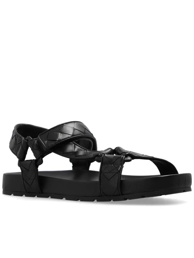 Bottega Veneta Trip Intrecciato Leather Sandals Black