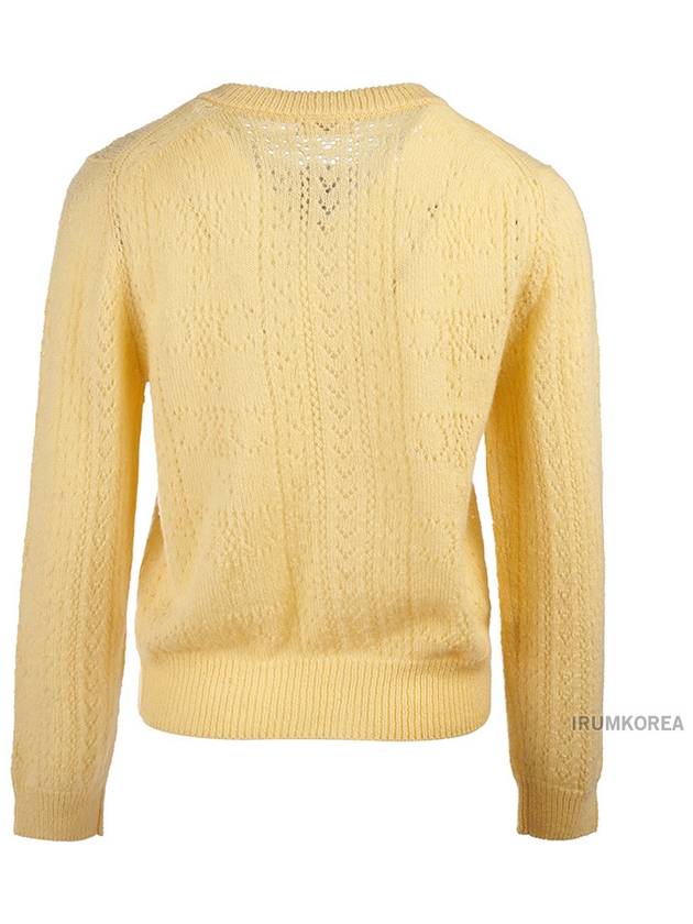 CELINE All Over Triomphe Shetland Pointelle Cardigan Yellow