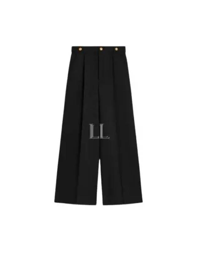 CELINE Taillat Flare Leg Mohair Wool High Waist Pants Black