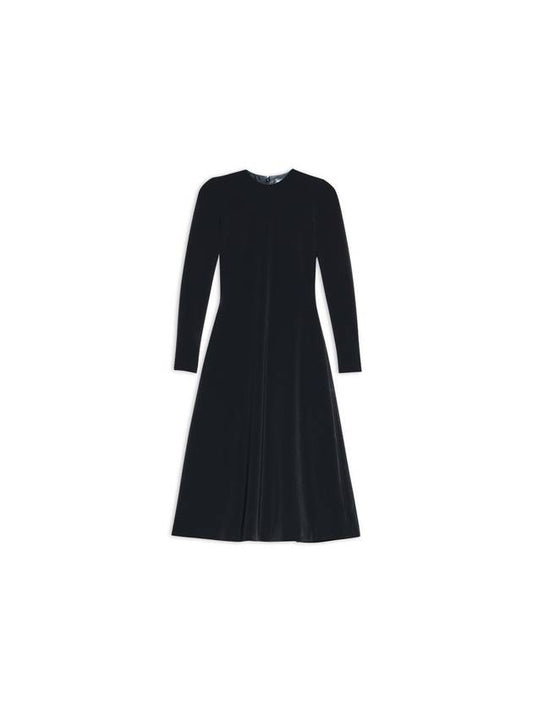 Balenciaga Women's Stretch Crepe Twill Long Dress Black