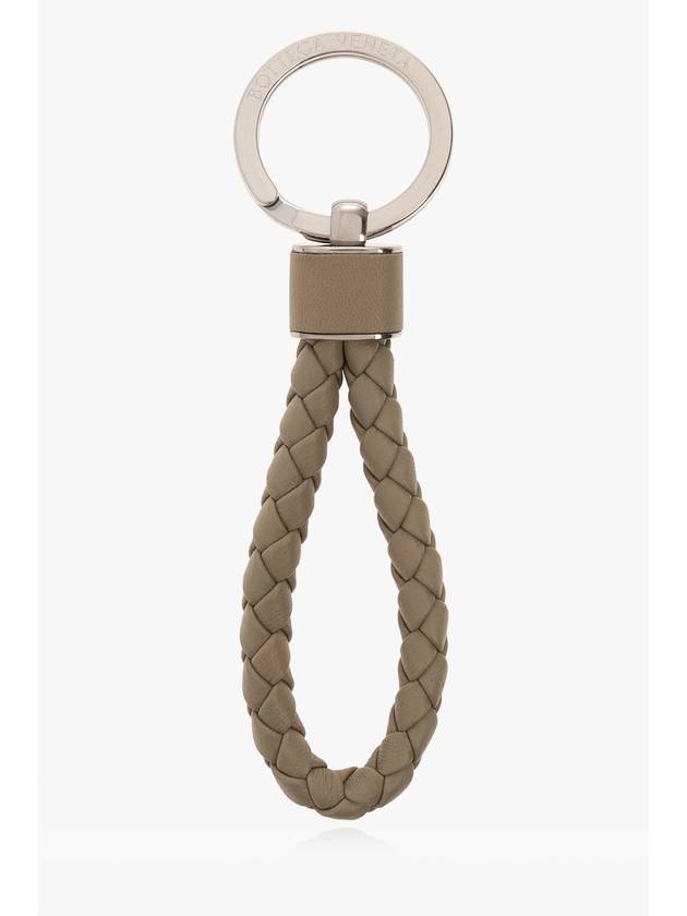 Bottega Veneta Intrecciato Leather Key Holder Travertine