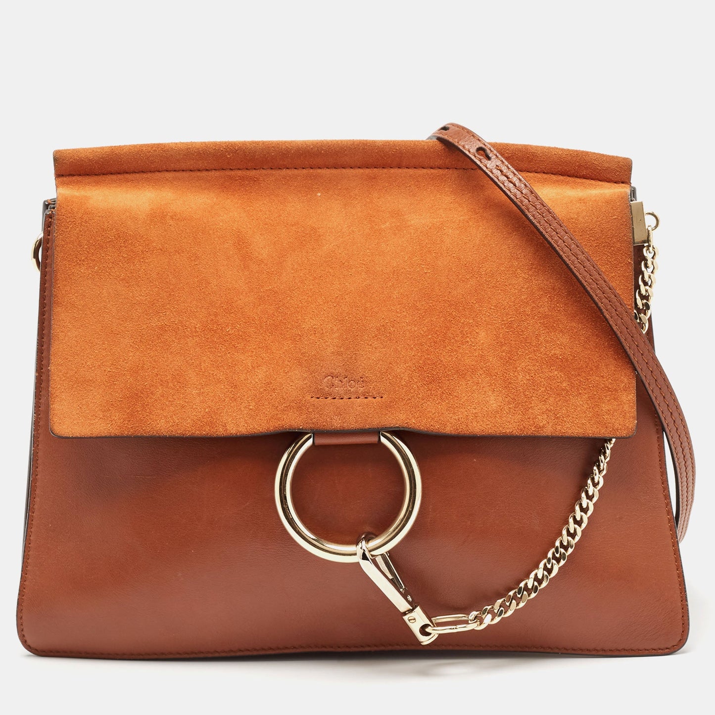Chloe Brown Leather And Suede Medium Faye Shoulder Bag