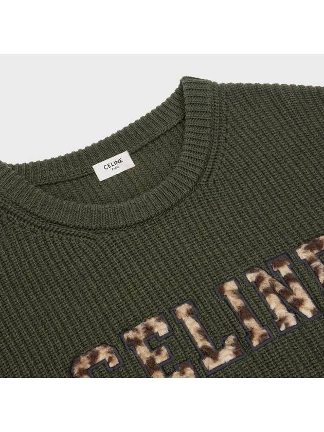 CELINE Embroided Logo Knit Top Green