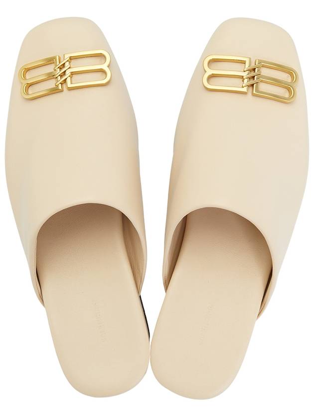Balenciaga WoMen's BB Logo Leather Cozy Slippers Sand