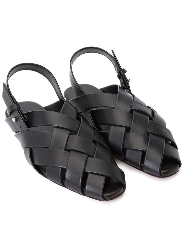 Bottega Veneta Alfie Intrecciato Leather Mule Sandals Black