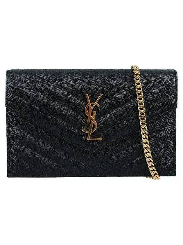 Saint Laurent Women's Logo Envelope Chain Long Wallet Black