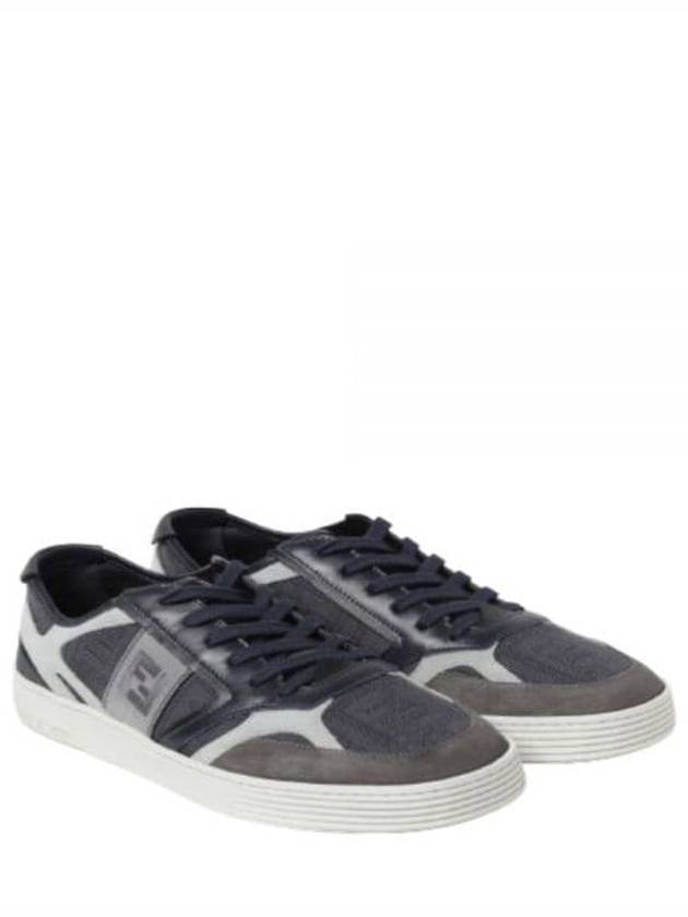 Fendi Step Leather Low Top Sneakers Blue