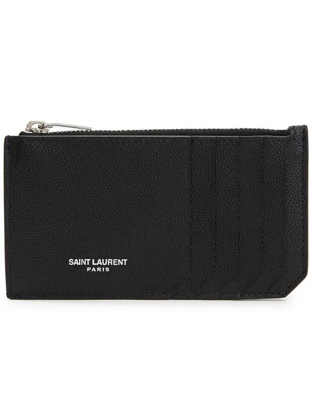 Saint Laurent Leather Zipper Classic Fragment Card Wallet Black