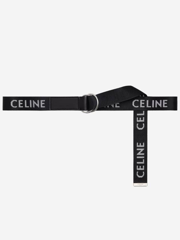 CELINE Medium Double Ring Jacquard Leather Belt Black