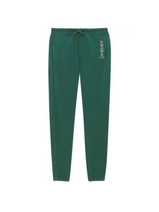 Saint Laurent Embroidered Logo Fleece Track Pants Green
