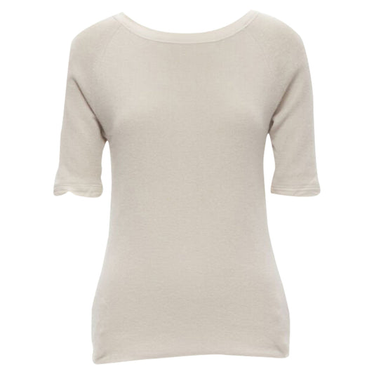 Chloe cashmere silk zip back short sleeve sweater