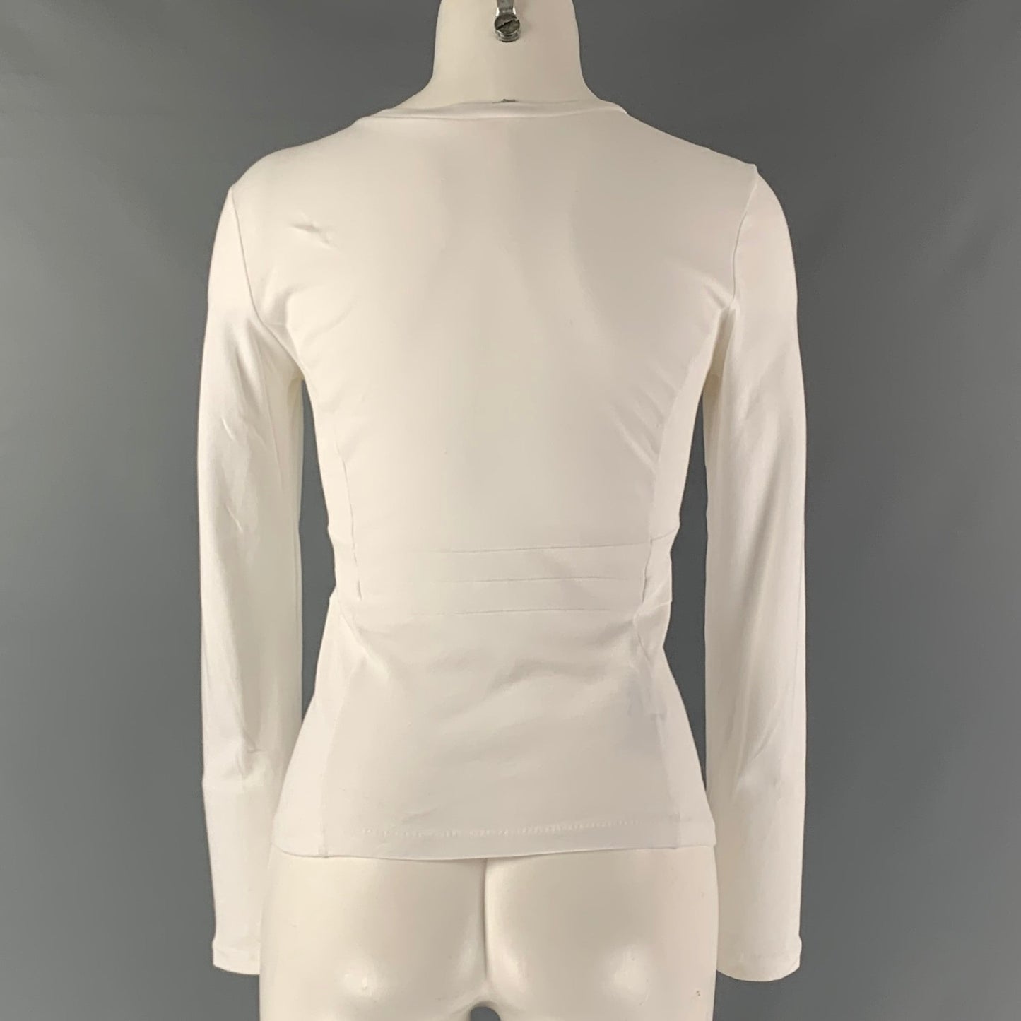 PRADA Size S White Cotton Solid Long Sleeve Casual Top