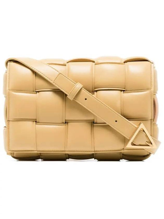 Bottega Veneta Gold Padded Cassette Cross Bag Almond