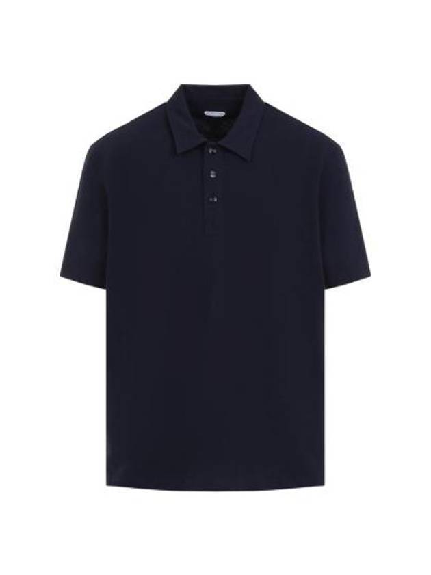 Bottega Veneta Embroidered Logo Polo Shirt Blue