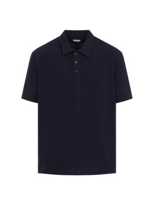 Bottega Veneta Embroidered Logo Polo Shirt Blue