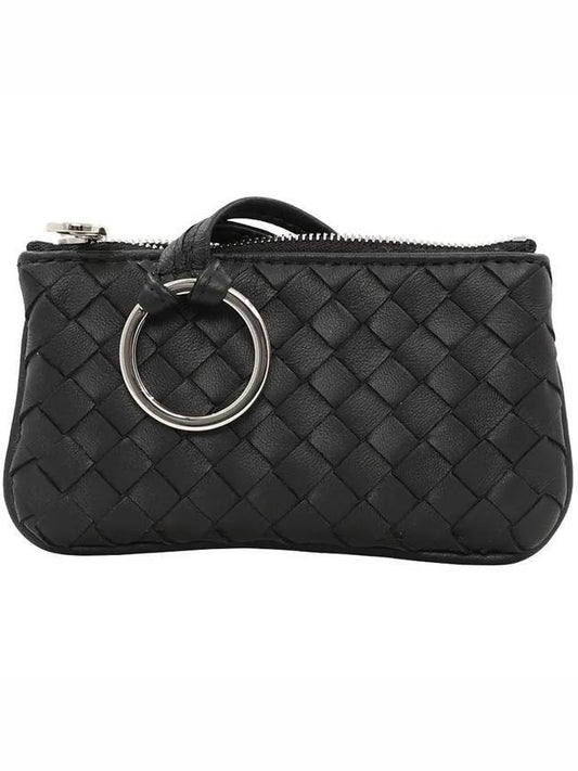 Bottega Veneta Intrecciato Key Case Coin Purse Black