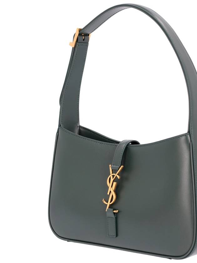 Saint Laurent Le 5 A 7 Smooth Leather Hobo Shoulder Bag Dark Green