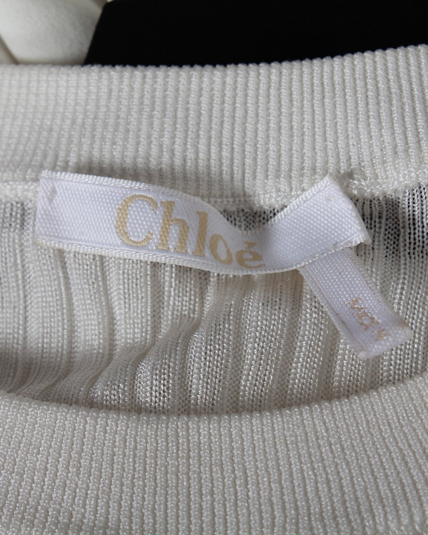 Chloe Ruffled Ribbed Top in White Viscose