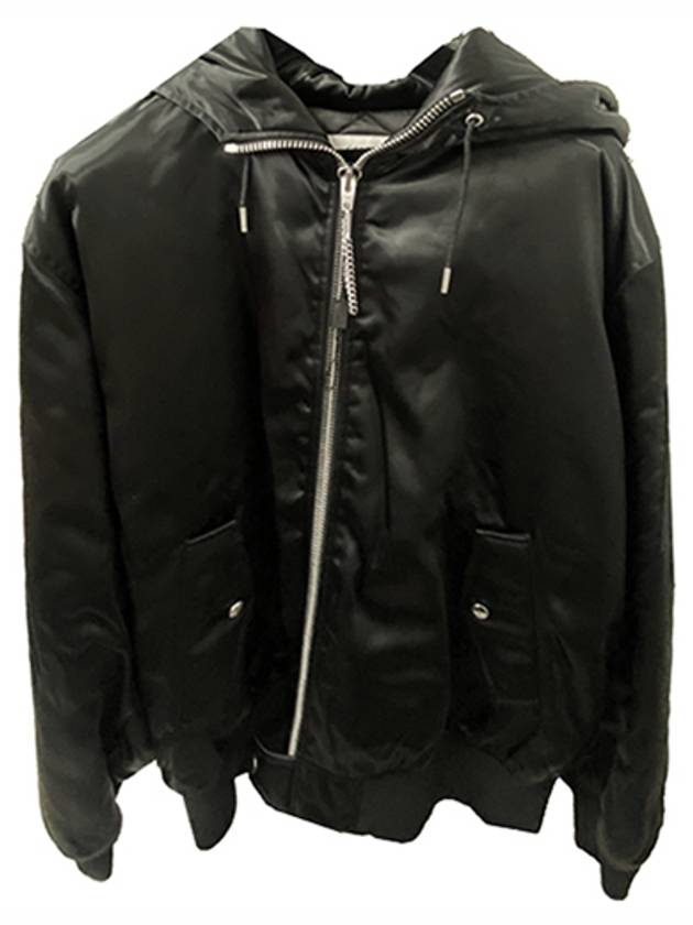 CELINE Bomber Jacket in Satin Finish Nylon Black