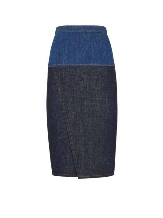 Fendi Two Tone Denim Pencil Skirt Blue
