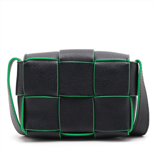 Bottega Veneta  Mini Set Leather Shoulder Bag Black X Green