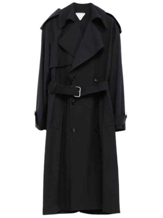 Bottega Veneta Fine wool trench coat midnight blue