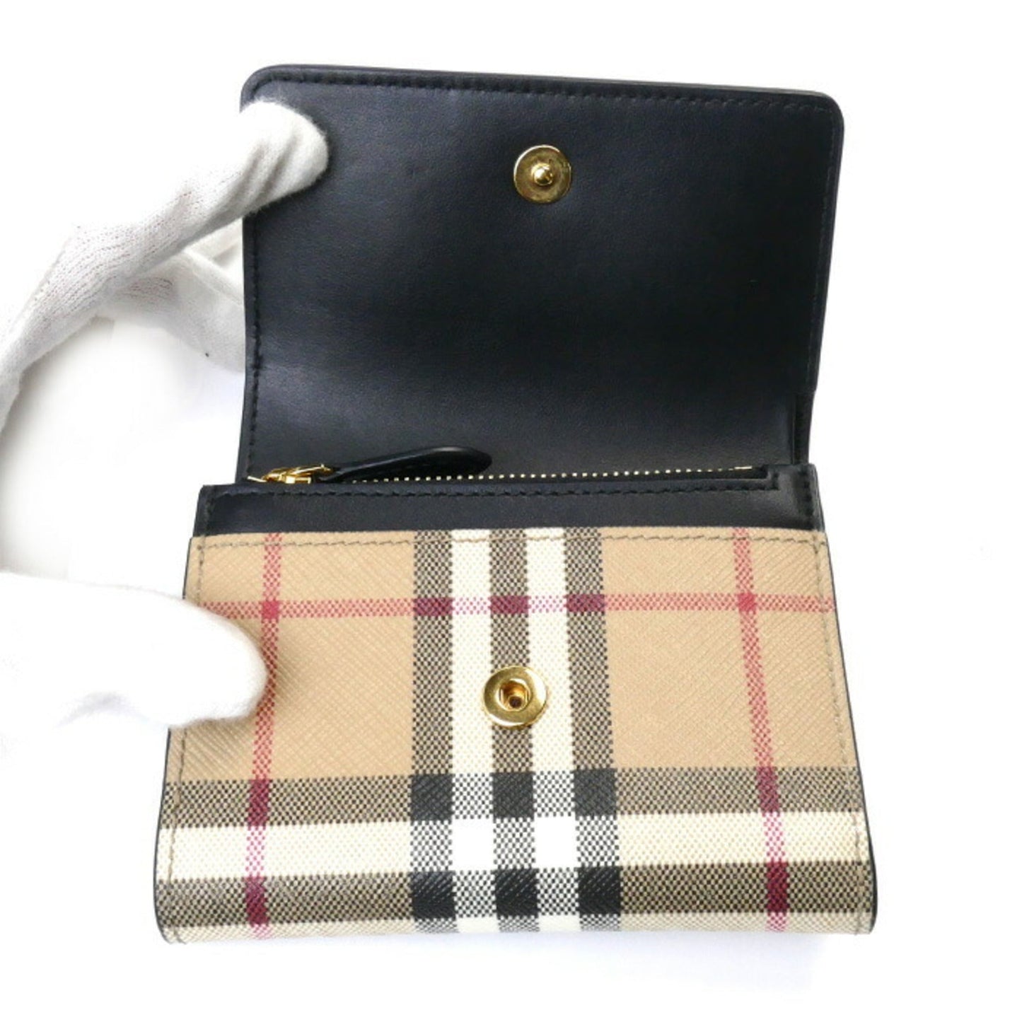 Burberry   Cotton Leather Elastane Wallet (Tri-Fold) ()