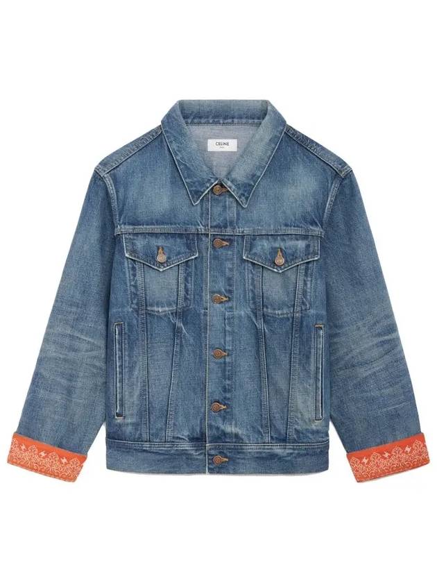 CELINE Union Washing Bandana Trucker Denim Jacket Blue