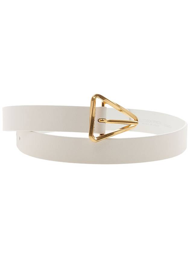 Bottega Veneta Grasp Triangle Buckle Leather Belt White