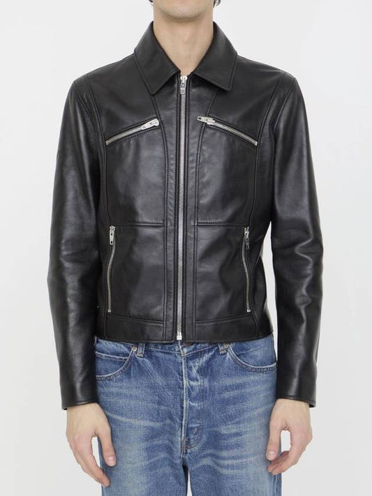 CELINE Leather Blouson Jacket Black