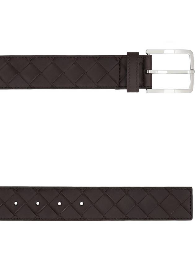 Bottega Veneta Intrecciato Leather Belt Dark Brown