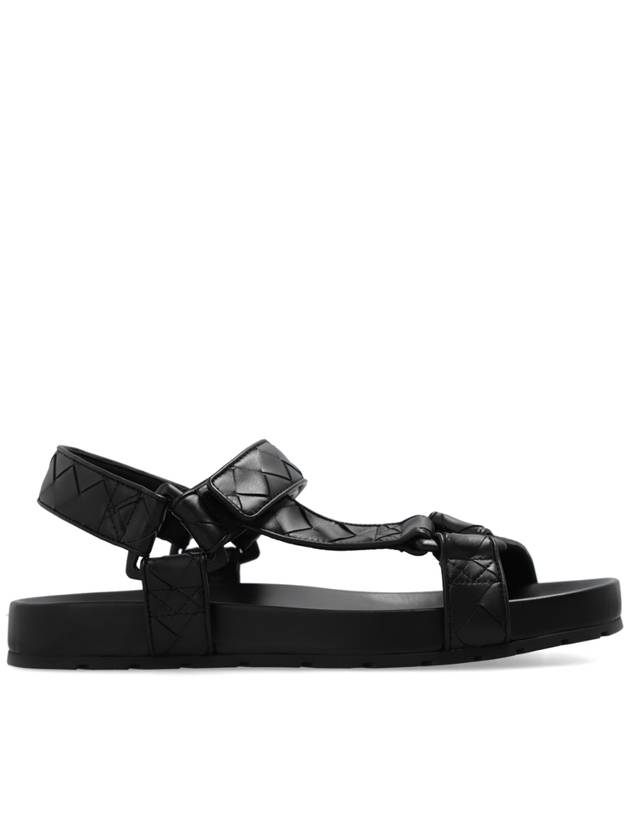 Bottega Veneta Trip Intrecciato Leather Sandals Black